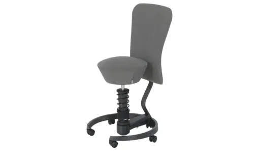 Aeris Drehhocker mit Lehne Swopper  | Grau, Schwarz, Federbein Standard (für Körpergewicht von 50-120 kg)
