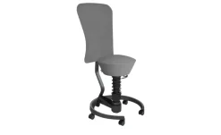 Aeris Drehhocker mit Lehne Swopper  | Grau, Schwarz, Federbein Standard (für Körpergewicht von 50-120 kg)