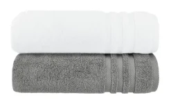 Badetuch (100 x 150cm), 2er-Set Anthrazit-Weiß Soft Cotton