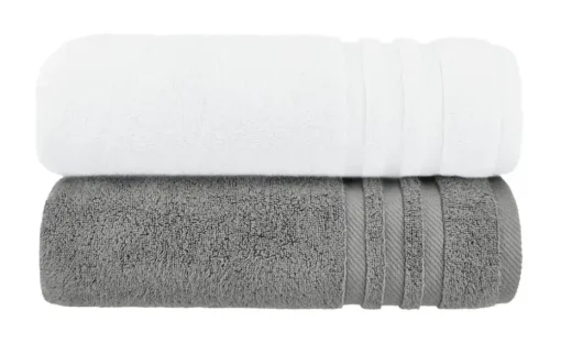 Badetuch (100 x 150cm), 2er-Set Anthrazit-Weiß Soft Cotton