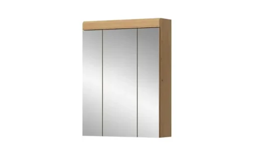 Badezimmerspiegelschrank SCHLOONSEE, Breite 60cm, 3 Spiegeltüren, 9 Fächer, 6 Einlegeböden, in verschiedenen Farben erhältlich, Badmöbel, Spiegel, Badschrank, Bad Schloonsee | Eiche Artisan (Nachbildung)
