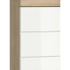Badmöbel-Set SCHLOONSEE, 2 teilig, inklusive LED Beleuchtung, bestehend aus: Waschbeckenunterschrank, Spiegelschrank, LED Badaufsatzleuchte Schloonsee | Eiche Sonoma (Nachbildung), Weiß, hochglanz