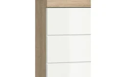 Badmöbel-Set SCHLOONSEE, 2 teilig, inklusive LED Beleuchtung, bestehend aus: Waschbeckenunterschrank, Spiegelschrank, LED Badaufsatzleuchte Schloonsee | Eiche Sonoma (Nachbildung), Weiß, hochglanz