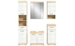 Badmöbel-Set SCHLOONSEE, 5 teilig, bestehend aus: Hochschrank, WBU, Spiegelschrank, Unterschrank, Hängeschrank Schloonsee | hochglanz