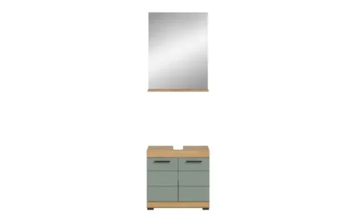 Badmöbel-Set SCHLOONSEE, 2 teilig, bestehend aus: Waschbeckenunterschrank, Spiegel, in verschiedenen Farben erhältlich, Badmöbel, Kombination, Badezimmer Schloonsee | Eiche Artisan (Nachbildung), Salbeigrün