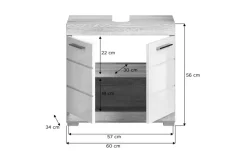 Badmöbel-Set SCHLOONSEE, 4 teilig, bestehend aus: Waschbeckenunterschrank, Spiegelschrank, Unterschrank, Hängeschrank Schloonsee | Eiche Sonoma (Nachbildung)