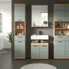 Badmöbel-Set SCHLOONSEE, 4 teilig, bestehend aus: Hochschrank, Waschbeckenunterschrank, Badspiegel, Hochschrank breit Schloonsee | Eiche Artisan (Nachbildung), Salbeigrün