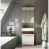 Badmöbel-Set SCHLOONSEE, 2 tlg., bestehend aus: Waschbeckenunterschrank, Spiegelschrank, in verschiedenen Farben erhältlich, Badmöbel, Kombination, Badezimmer Schloonsee | Eiche Sonoma (Nachbildung), Weiß, hochglanz