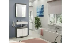 Badmöbel-Set SCHLOONSEE, 2 tlg., bestehend aus: Waschbeckenunterschrank, Spiegelschrank, in verschiedenen Farben erhältlich, Badmöbel, Kombination, Badezimmer Schloonsee | Weiß, hochglanz