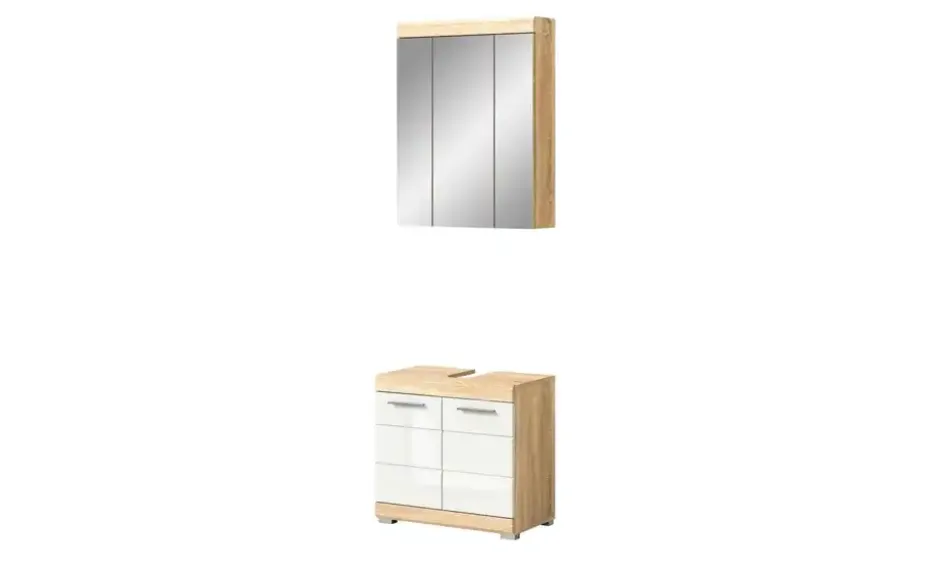 Badmöbel-Set SCHLOONSEE, 2 tlg., bestehend aus: Waschbeckenunterschrank, Spiegelschrank, in verschiedenen Farben erhältlich, Badmöbel, Kombination, Badezimmer Schloonsee | Eiche Sonoma (Nachbildung)