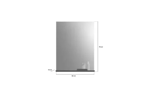 Badspiegel SCHLOONSEE, Breite 60cm, 1 Ablageboden, hochwertiges Spiegelglas, in verschiedenen Farben erhältlich, Badmöbel, Spiegel, Badezimmer Schloonsee | Silbergrau