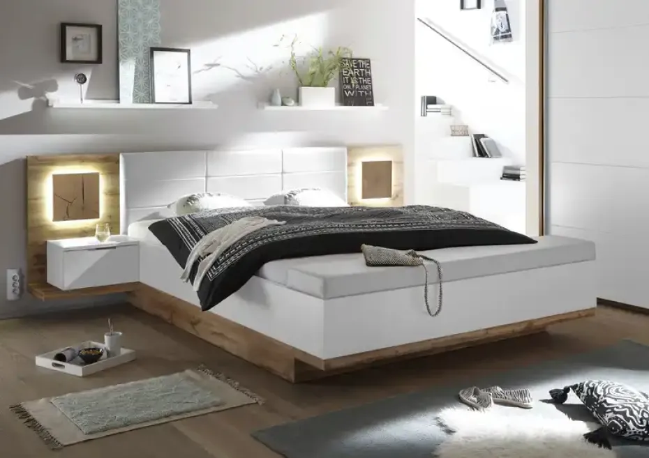 Bettanlage Rugby | Weiß, Wildeiche (Nachbildung)