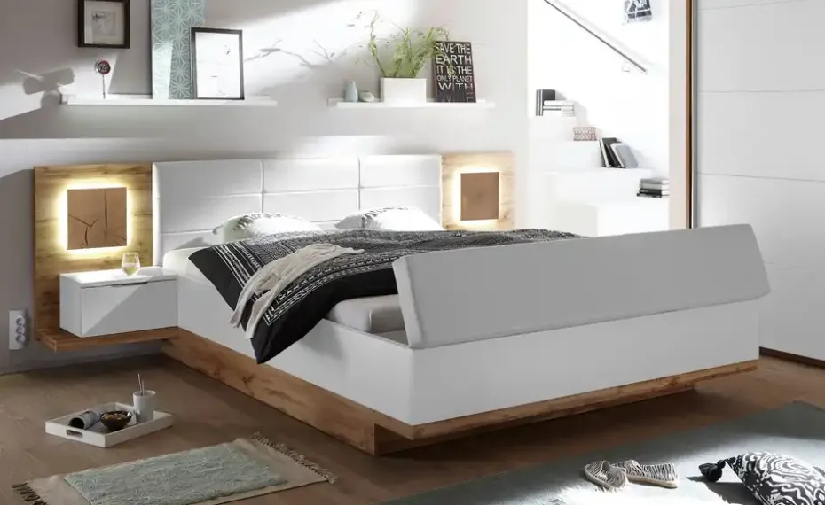 Bettanlage Rugby | Weiß, Wildeiche (Nachbildung)