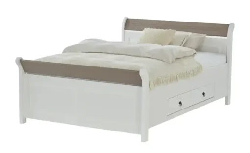 Bettgestell Massivholz Fehmarn | Weiß, Lavagrau, 140 cm