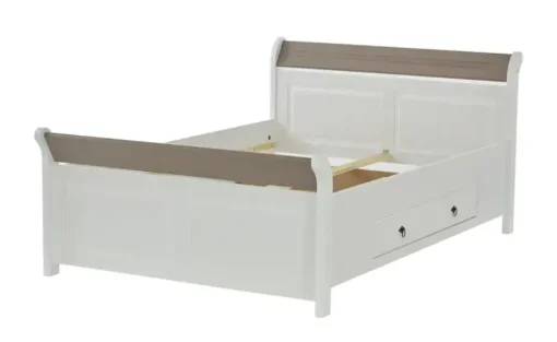 Bettgestell Massivholz Fehmarn | Weiß, Lavagrau, 140 cm