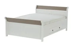 Bettgestell Massivholz Fehmarn | Weiß, Lavagrau, 140 cm