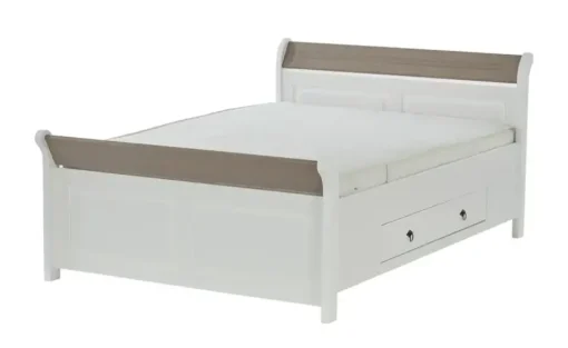 Bettgestell Massivholz Fehmarn | Weiß, Lavagrau, 140 cm