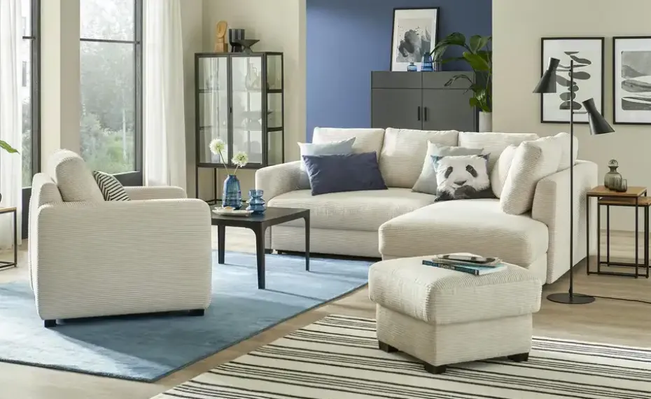 bobb Ecksofa mit Boxspringpolsterung Lisa de Luxe | rechts, Natur