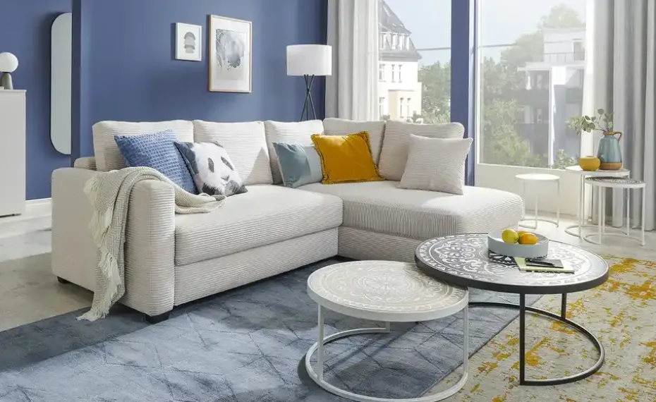 bobb Ecksofa mit Boxspringpolsterung Lisa de Luxe | rechts, Natur