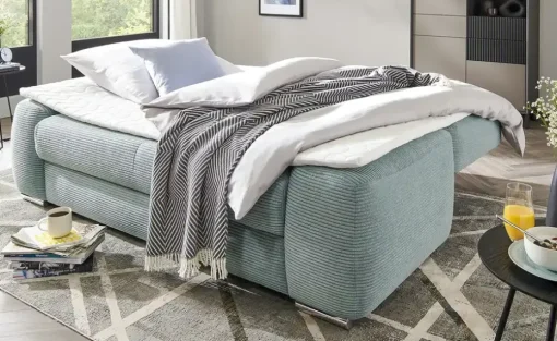 bobb Schlafsofa mit Boxspringpolsterung Viannie de Luxe | Cordstoff, Mintgrün