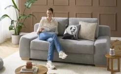 bobb Schlafsofa mit pflegeleichtem Bezugsstoff  Eleny | Grau
