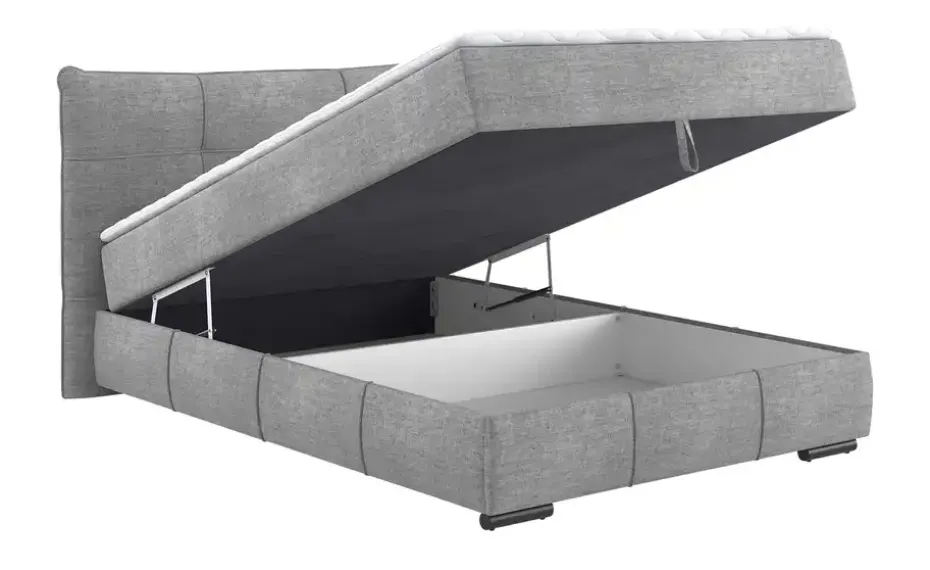 Boxbett mit Stauraum Margam | 140 cm, Silbergrau