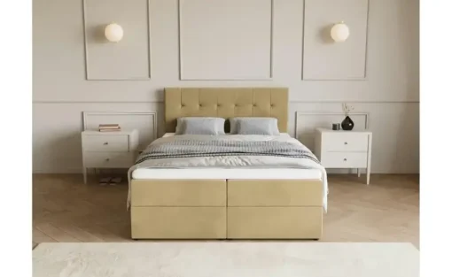 Boxbett mit Stauraum und Topper Dartford | 140x200 cm, Beige