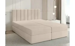 Boxbett mit Stauraum und Topper Devora | 140x200 cm, Creme