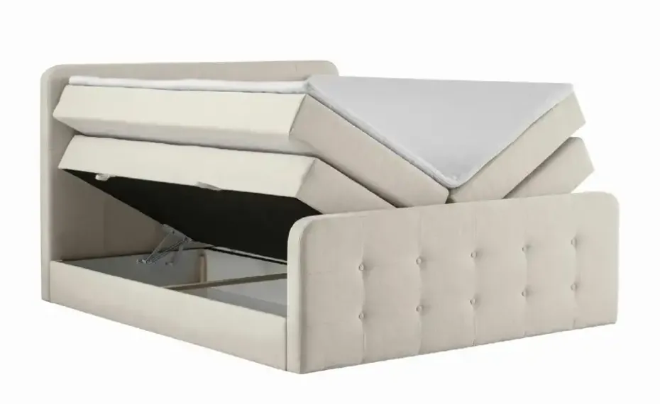 Boxspringbett mit Bettkasten Neapel | Creme, 4 cm