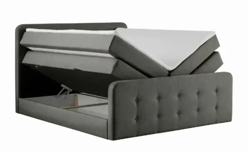 Boxspringbett mit Bettkasten Neapel | Grau, 4 cm