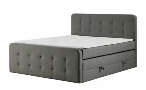 Boxspringbett mit Bettkasten Neapel | Grau, 4 cm