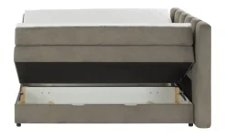 Boxspringbett mit Bettkasten Claire | Taupe, 140 cm