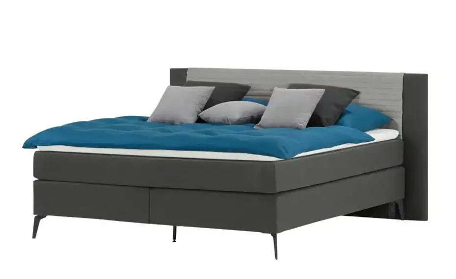 Boxspringbett Synda | Anthrazit, Grau, 140 cm | Höffner