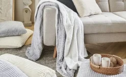 como Flanell Fleecedecke Lexi | Silbergrau, Cremeweiß