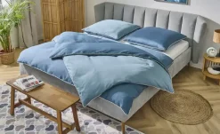 como Satin Wende-Bettwäsche Satin Piping | Petrol, 135x200 cm, 80x80 cm