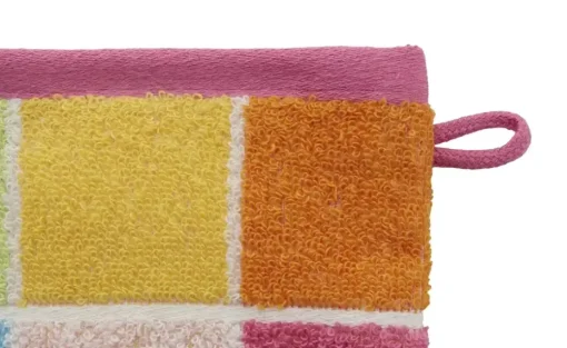 como Waschhandschuh Karo | Orange, Pink, Gelb, 16x21 cm