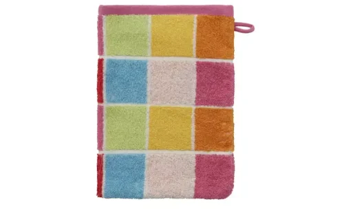 como Waschhandschuh Karo | Orange, Pink, Gelb, 16x21 cm
