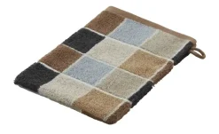 como Waschhandschuh Karo | Braun, Hellblau, Creme, 16x21 cm