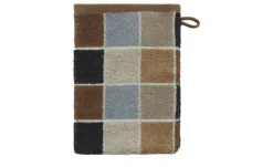 como Waschhandschuh Karo | Braun, Hellblau, Creme, 16x21 cm
