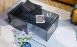 Couchtisch aus Glas Tessera | 65 cm, Grau | Höffner
