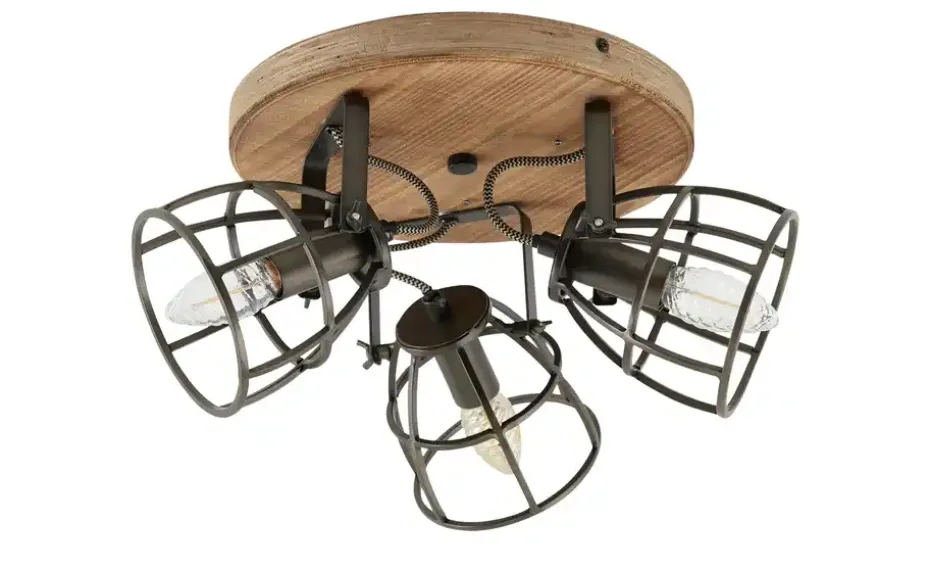 Deckenleuchte, 3-flammig, Holz/Metall | Möbel Höffner