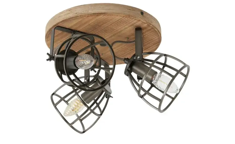 Deckenleuchte, 3-flammig, Holz/Metall | Möbel Höffner