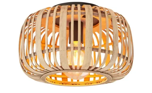 Deckenleuchte, 1-flammig. Rattanschirm  `klein`