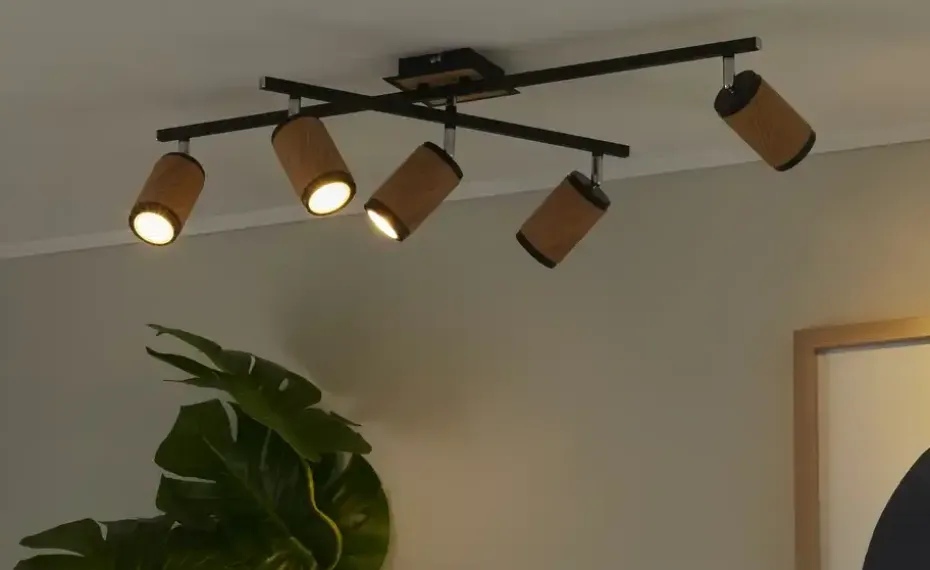 Deckenstrahler, 5-flammig, Eiche / schwarz | Höffner