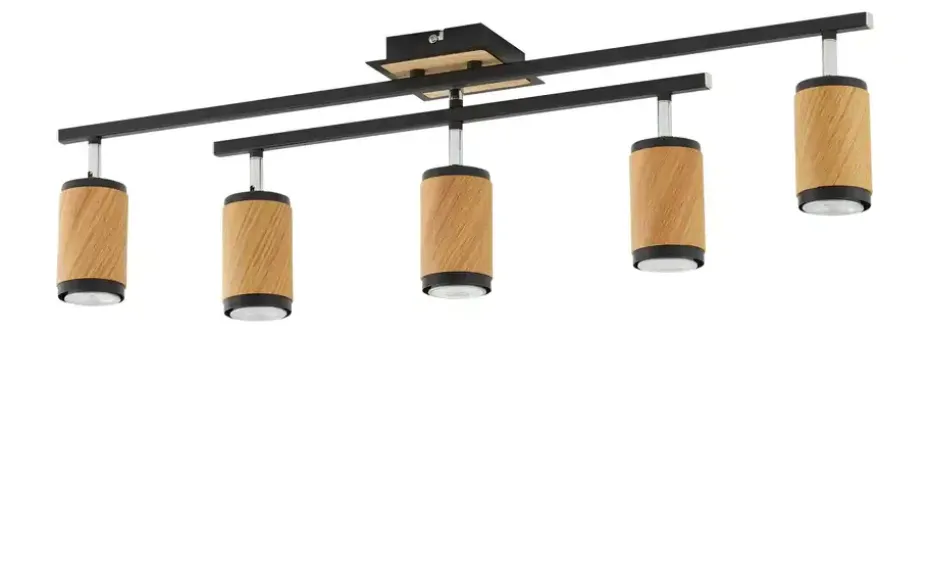 Deckenstrahler, 5-flammig, Eiche / schwarz | Höffner