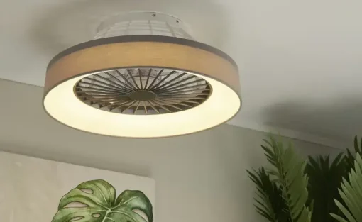Deckenventilator mit Stoffschirm in grau | Höffner