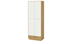 Dielenschrank Longo | Eiche bianco, Weiß, Ohne Schuhroste, mit Kleiderstange