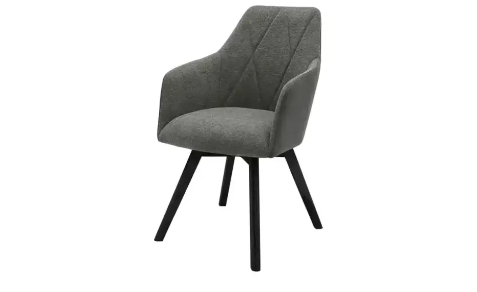 Dine + Mine Armlehnstuhl mit Diamant-Steppung Xalapa | Anthrazit, Buche, Schwarz, lackiert