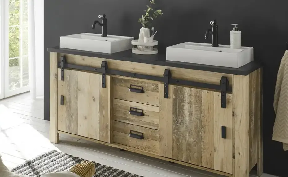 Doppelwaschtisch Sintra | Eiche (Nachbildung), Anthrazit