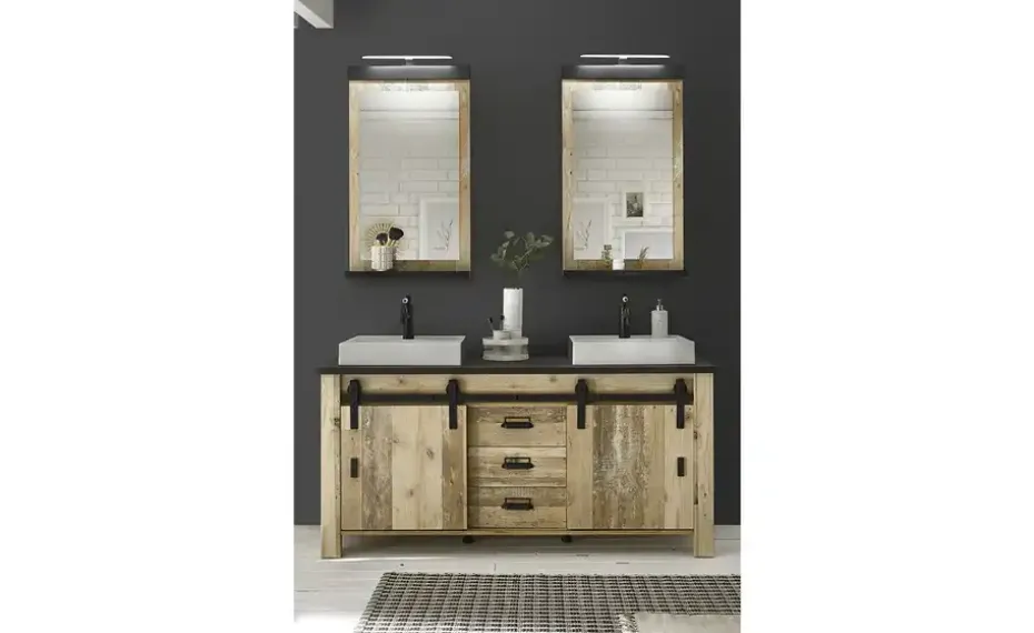 Doppelwaschtisch Sintra | Eiche (Nachbildung), Anthrazit